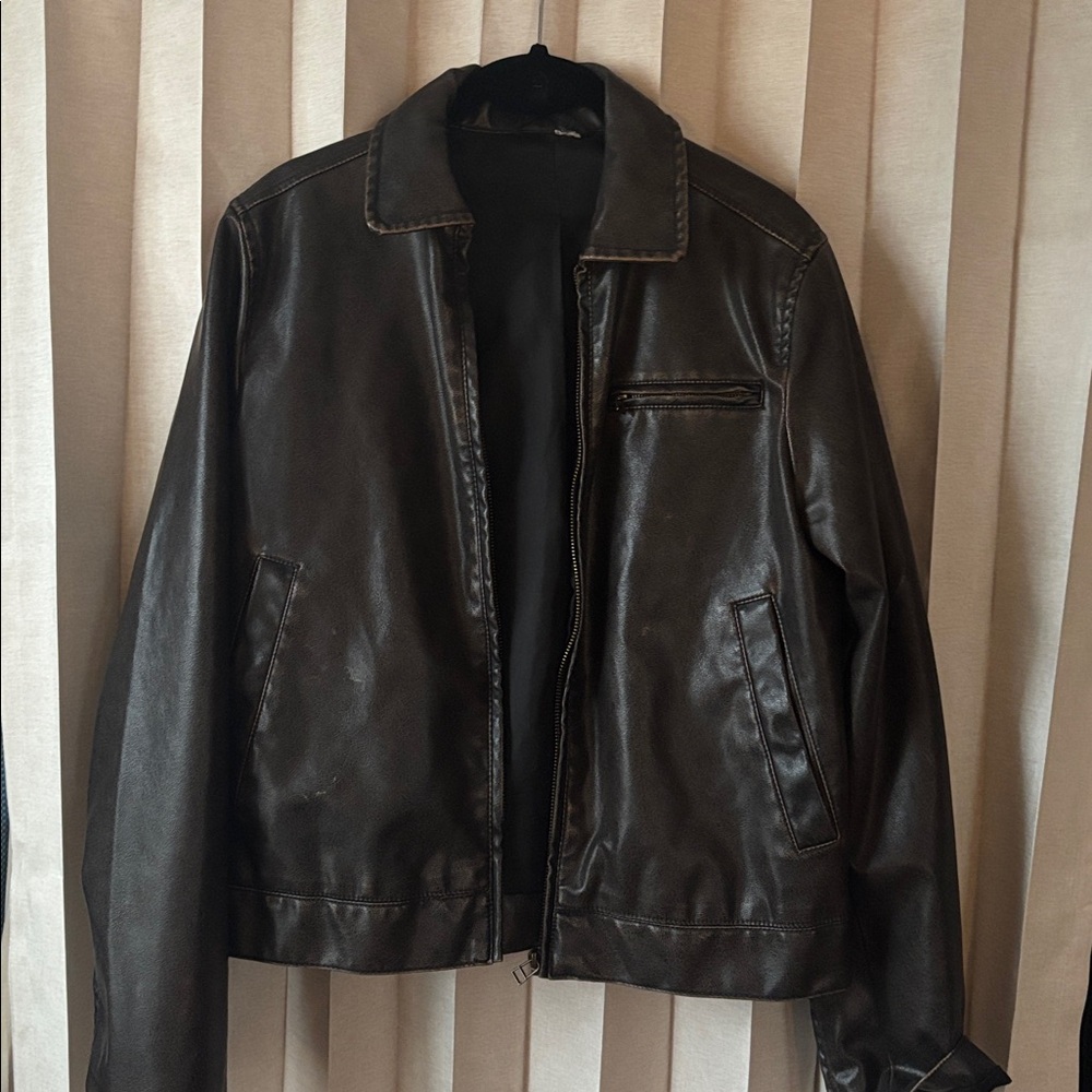 H&M Brown Faux Leather Jacket